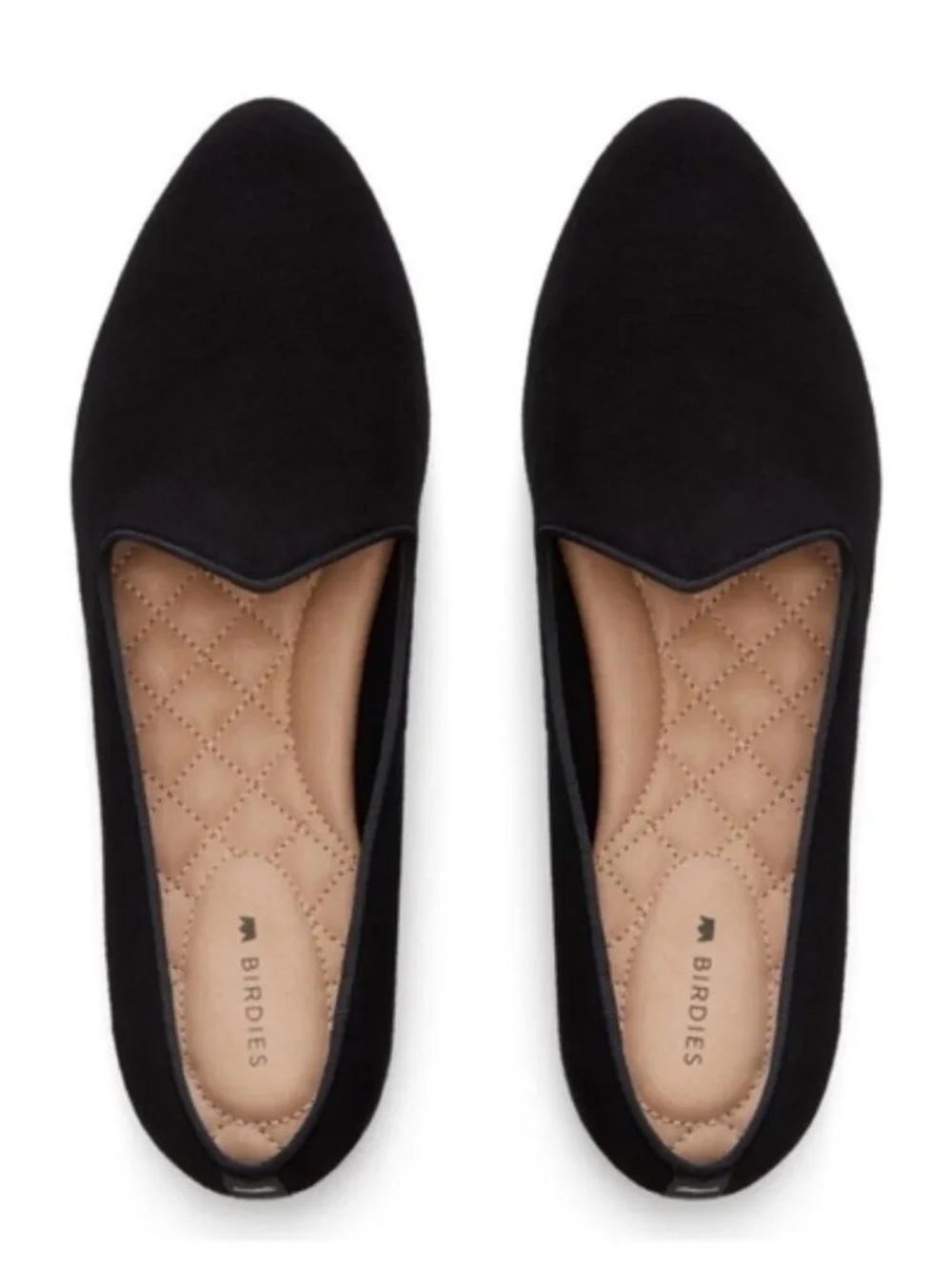 Birdies 8 Huron Black Suede Loafer Flat Quilted Cushion Insole Comfy Slip On